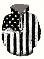 American Flag Print Hoodie Men's Casual Graphic Hooded Sweatshirt