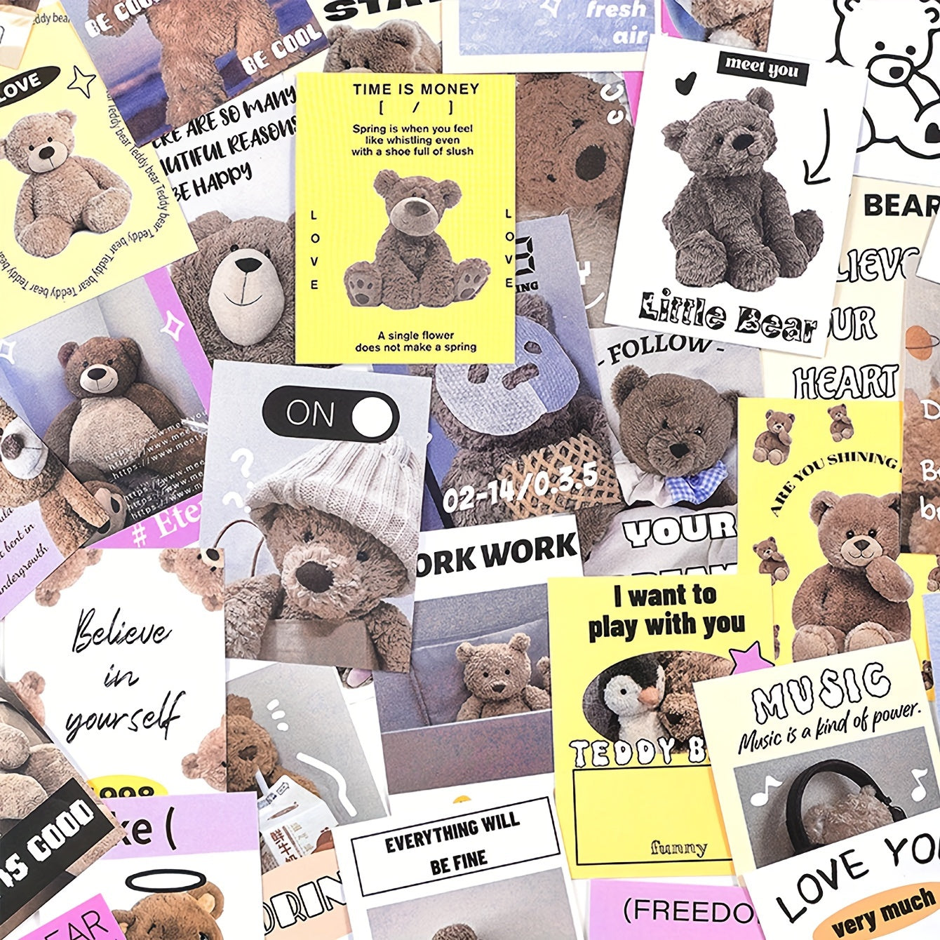 50 Creative Cartoon Cat Rabbit Puppy Bear Pattern Journal Stickers