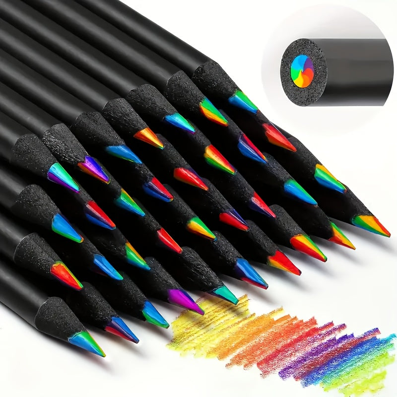 10 Pack Recycled Wood Coloring Pencils 7 Vibrant Colors Lightweight Art Supplies