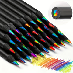 10 Pack Recycled Wood Coloring Pencils 7 Vibrant Colors Lightweight Art Supplies