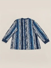 Tie Dye Long Sleeve Open Front Non Stretch Blouse