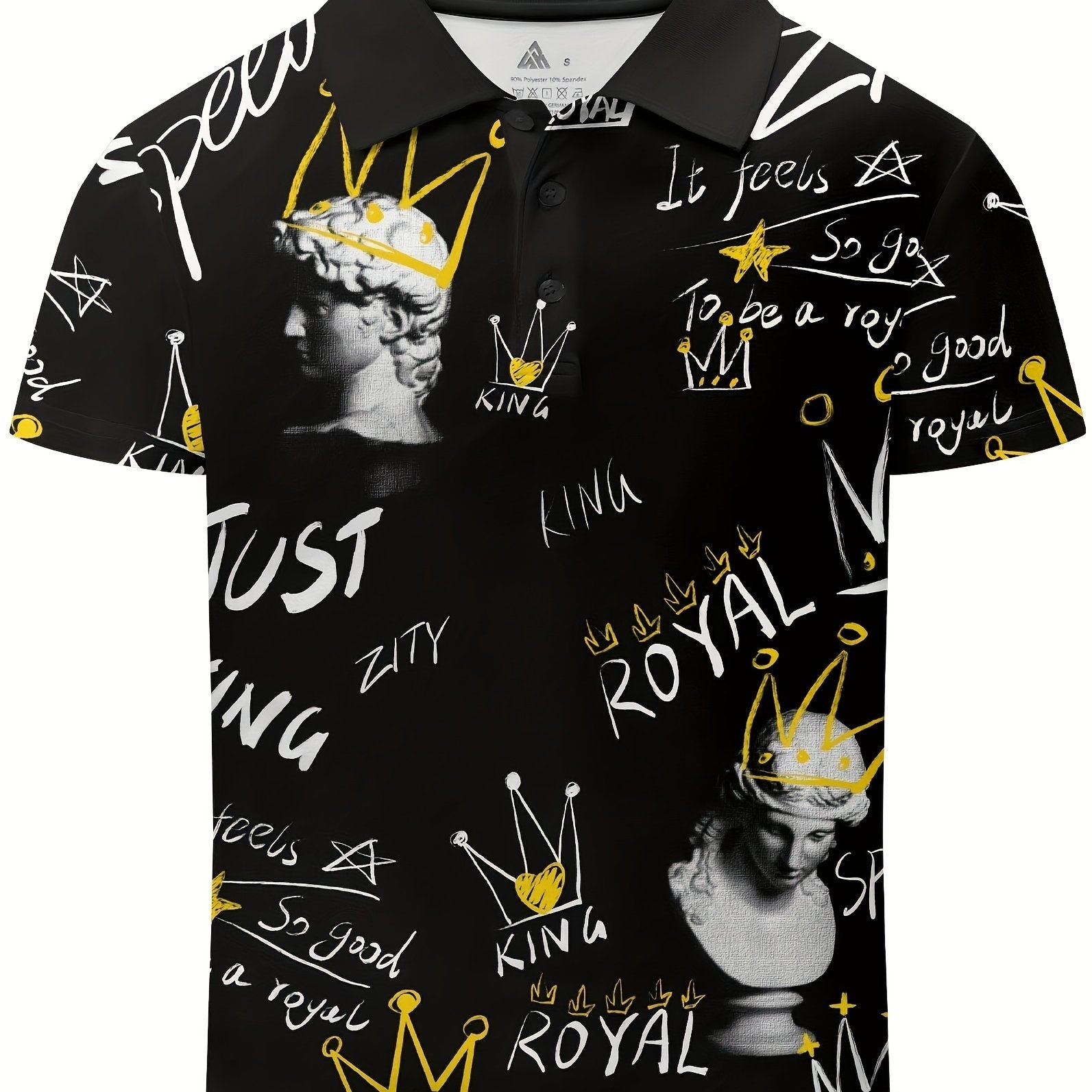 Graffiti Letter & Statue Print Boys Polo Shirt