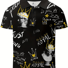 Graffiti Letter & Statue Print Boys Polo Shirt