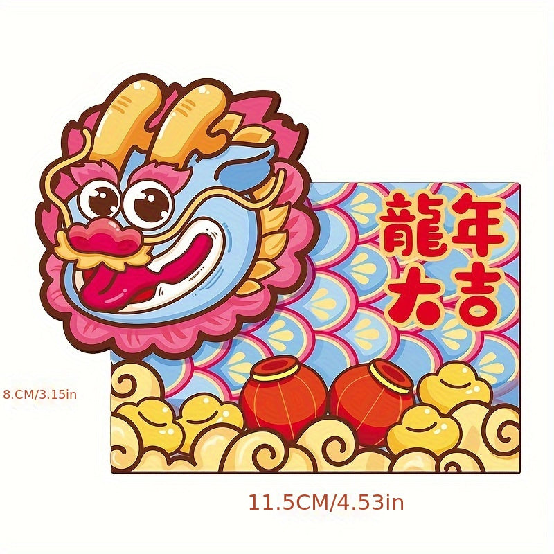 6pcs Chinese Dragon Year Cartoon Red Envelope Lucky Money Bag