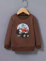 Kid's Cartoon Truck Sweatshirt Long Sleeve Top