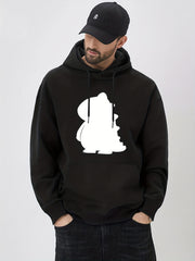 Dino Print Hoodie for Men - Casual Graphic Pullover Sweatshirt
