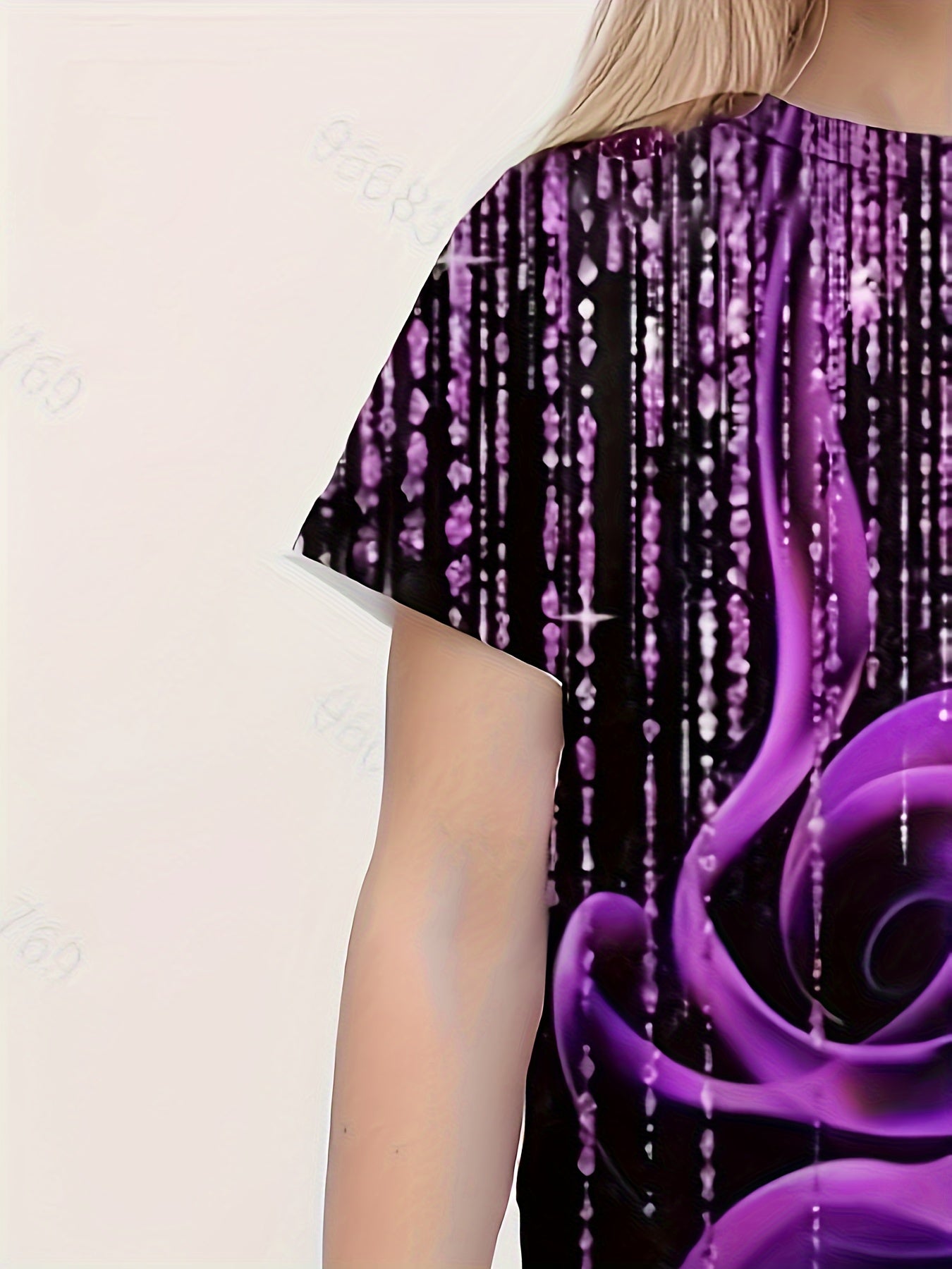 3D Flower Graphic Crew Neck Tee for Girls - Summer Wear
