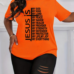 Women's Plus Size Set: Stretch Tee & Biker Shorts