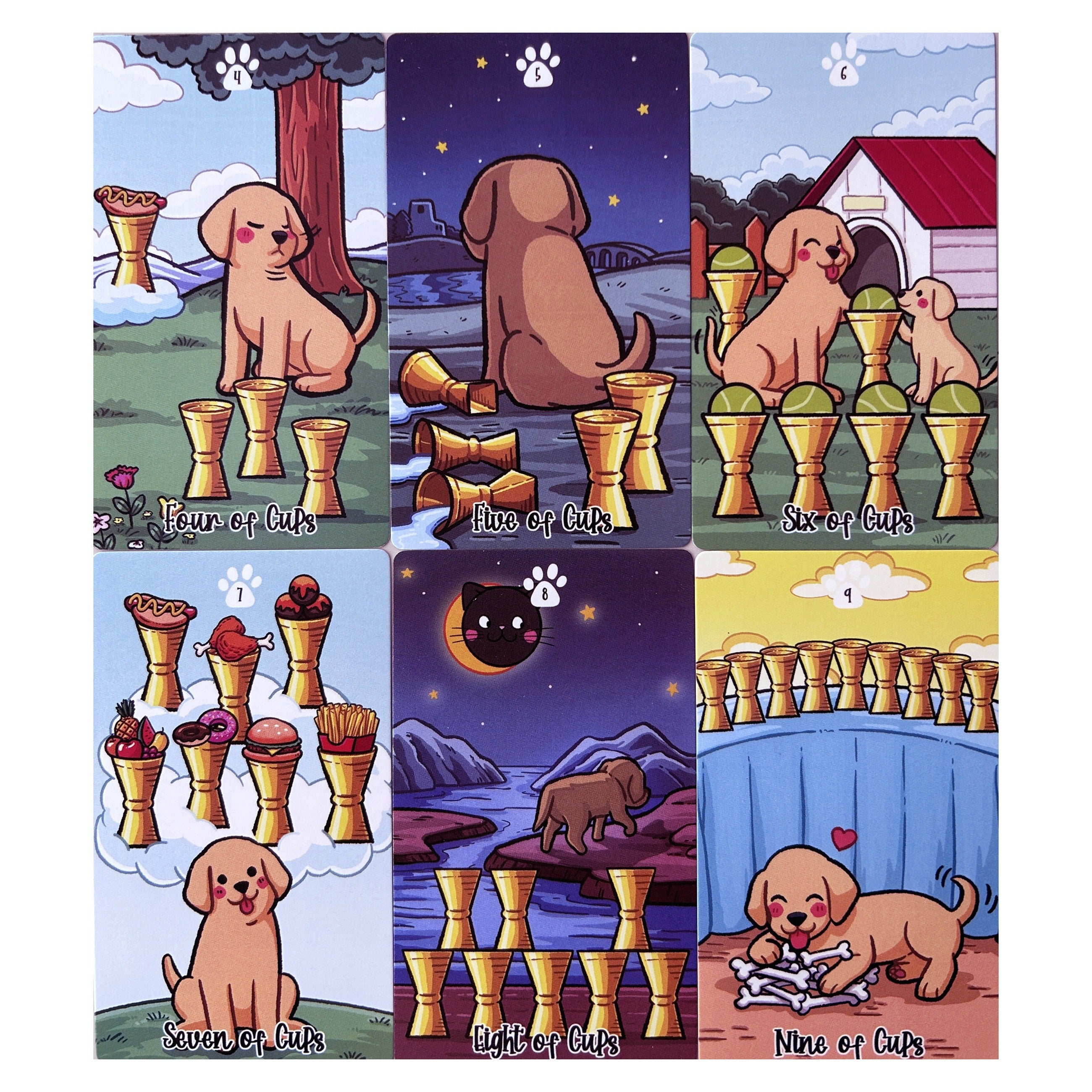 78pcs Cartoon Dog Tarot Card With Study Guide Standard Size Fortune Telling Game