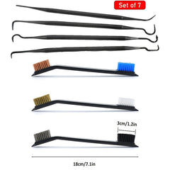 7pcs Gun Cleaning Brushes & Picks Set, Brass Steel Nylon Bristle