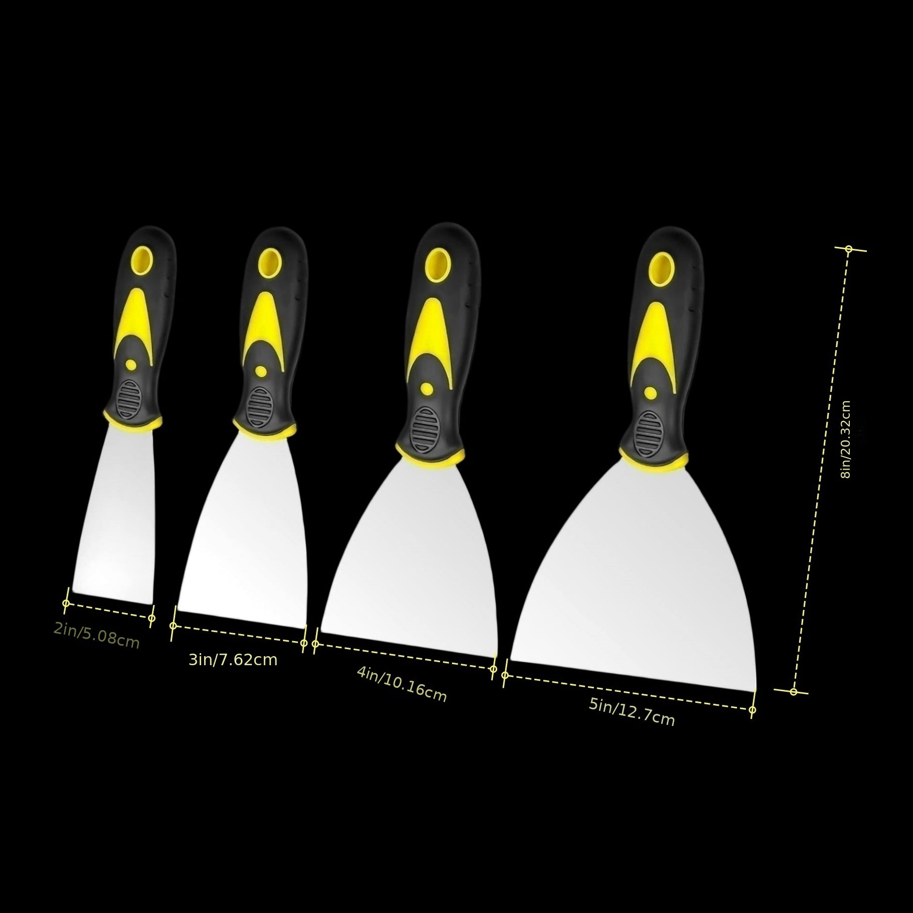 Stainless Steel Putty Knife Set for Drywall Repair and Wallpaper Removal
