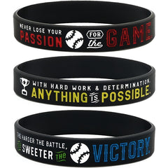 Motivational Baseball Silicone Bracelet for Teams & Players