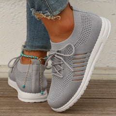 Women's Breathable Mesh Sneakers Lace Up Outdoor Shoes Lightweight Walking Shoes