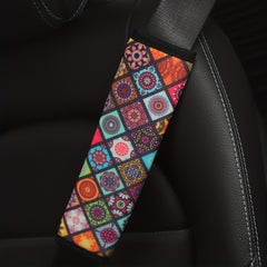 Checkered Fabric Car Seat Belt Shoulder Protector Cover for Women