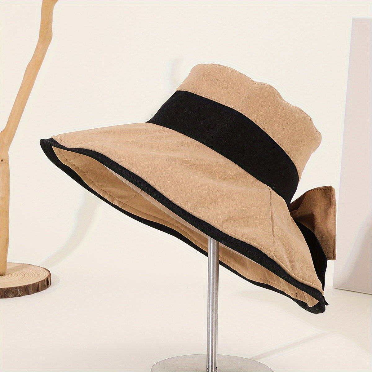 Women's Block Bow Bucket Hat Basin Hat