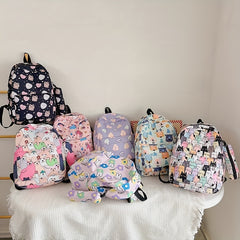Cartoon Unicorn Bear Flower Backpack with Pen Bag for Kids