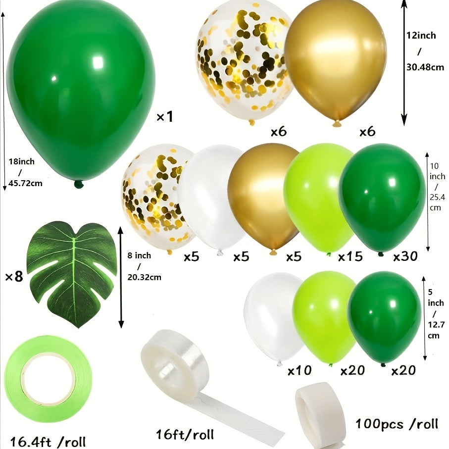134pcs Jungle Balloons Garland Kit Dinosaur Party Decor