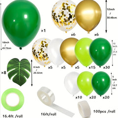 134pcs Jungle Balloons Garland Kit Dinosaur Party Decor