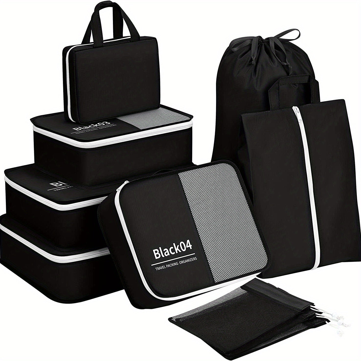 10 Pcs Packing Cubes Travel Luggage Organizers For Suitcase Portable Bags