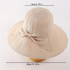Women's Wide Brim UV Protection Sun Hat with Bowknot