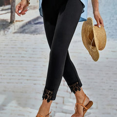 Lace Trim Pants Cropped Casual Pants