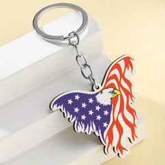 American Flag Key Chain Wooden Pendant for Bag Purse Backpack