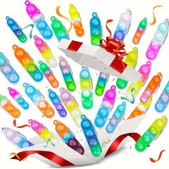 32Pcs Christmas Party Favors Toys Bulk Mini Pop Keychain Sensory Fidget Toys