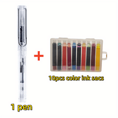 38mm Transparent Fountain Pen Set for Calligraphy - Ink Cartridges Included