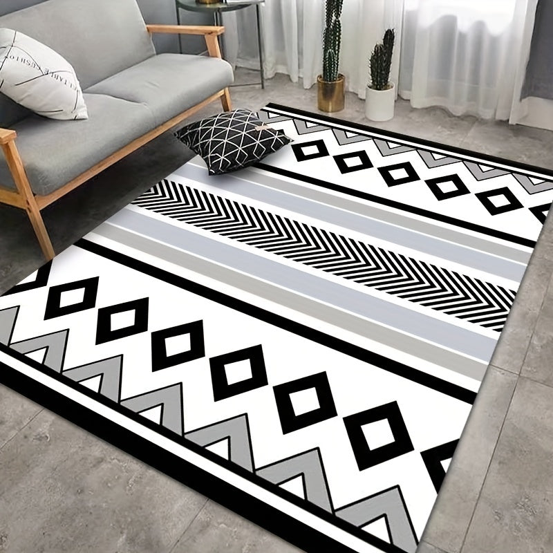 Modern Velvet Moroccan Area Rug Soft Non Slip Floor Mat for Living Room Bedroom