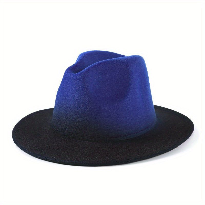 Y2K Vintage Fedora Cap Gradient Block Jazz Trilby Hats