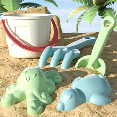Multifunctional Straw Beach Toy Set with Folding Bucket - Play Snow, Sand, Water