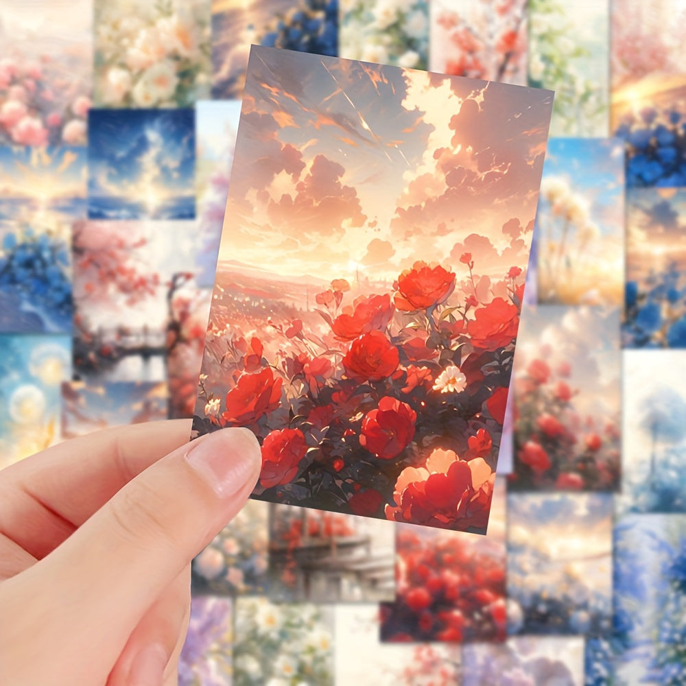 63pcs Watercolor Flower Sea Stickers for Mobile Phone Luggage Notebook