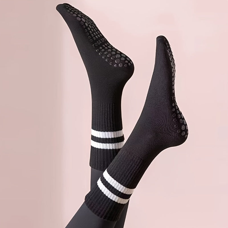 5 Pairs Anti-Skid Yoga Socks Mid-Tube Socks Grips for Pilates Ballet Barre
