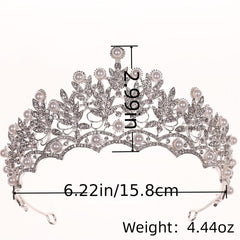 Oversize Pearl Rhinestones Leaves Bridal Tiara Wedding Classic Accessories