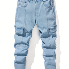 Baggy Pocket Cotton Jeans Men s Casual Loose Fit Stretch Denim Pants