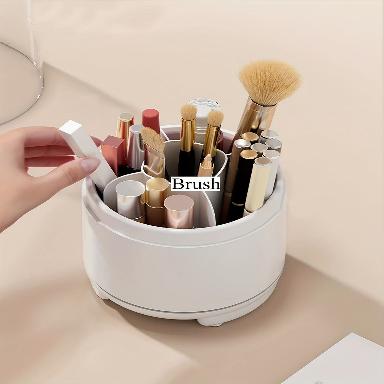 Bear Makeup Brush Holder with Dustproof Cover Organizer