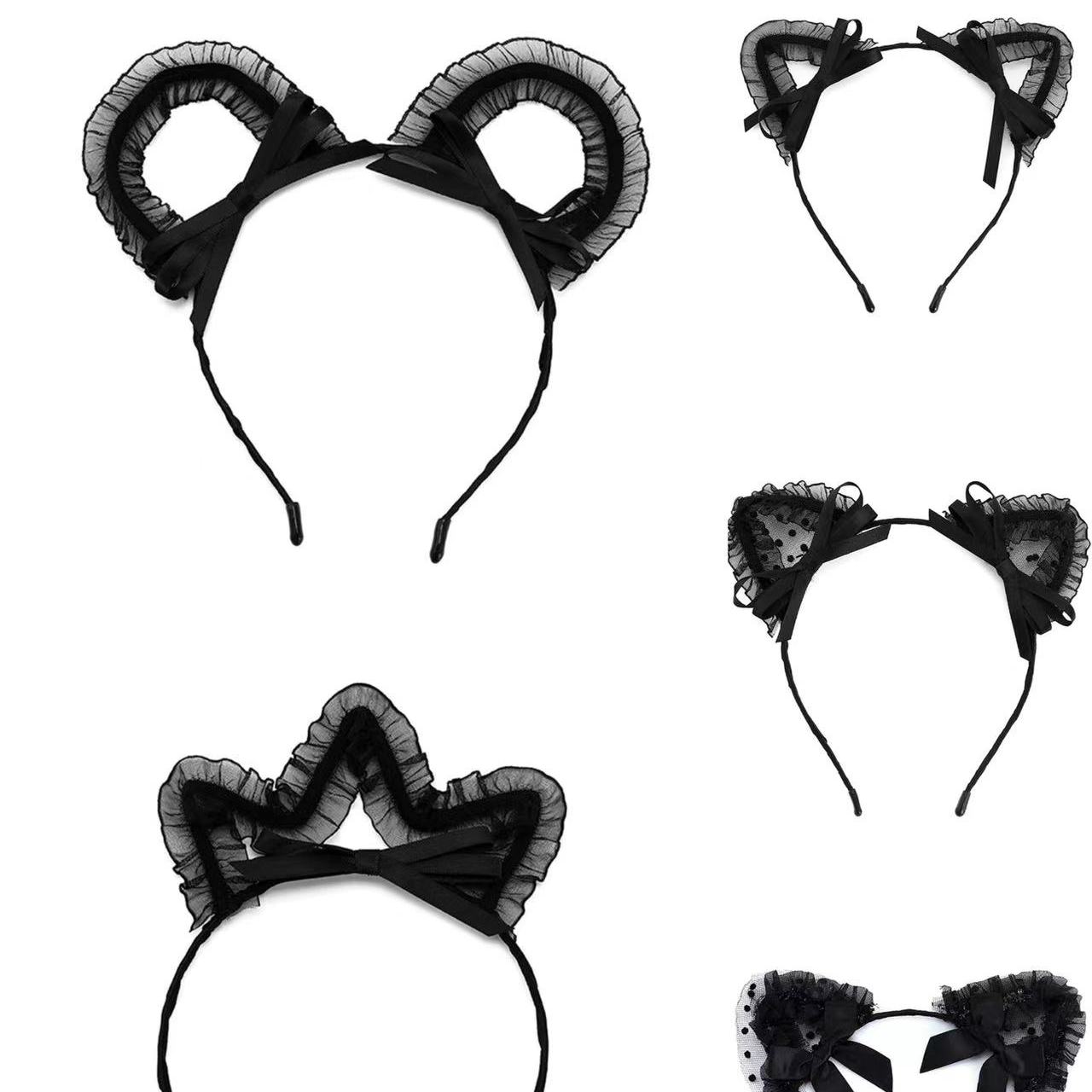 Girls Party Hair Accessories Lace Cat's Ears Headband Set