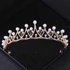 Rhinestone Pearl Crown Hairband Tiara Party Decorations