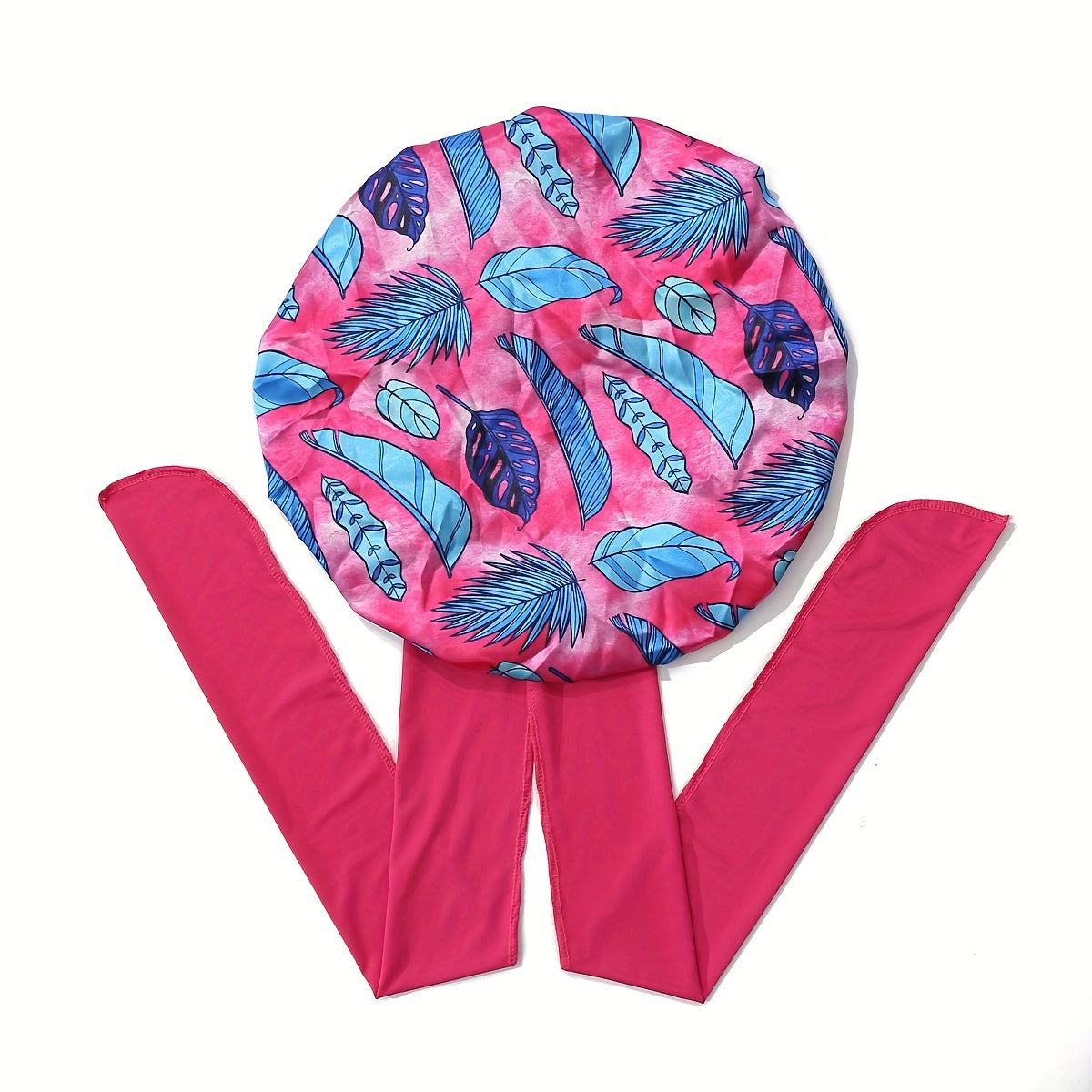 Flower Print Satin Bonnet Lightweight Sleeping Cap Wide Ribbon Hair Bonnets
