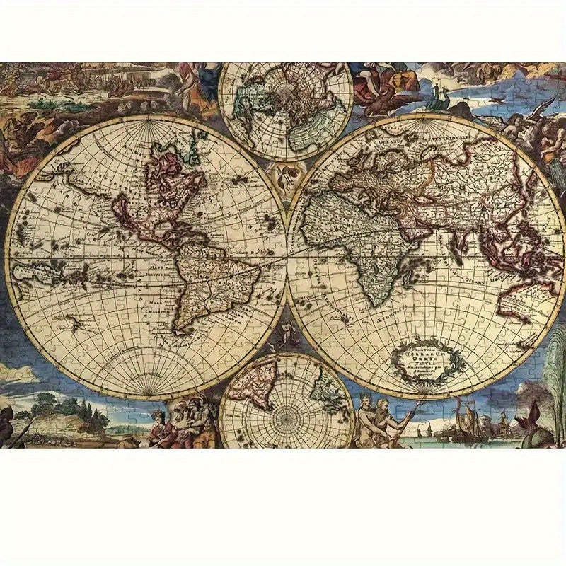 1000pcs Ancient Map & Famous Paintings Puzzle World Map for History Buffs