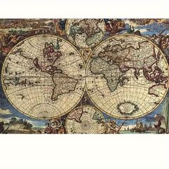 1000pcs Ancient Map & Famous Paintings Puzzle World Map for History Buffs