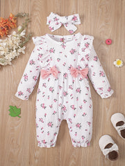 Infant Girls Cotton Romper Newborn Floral Long Bodysuit