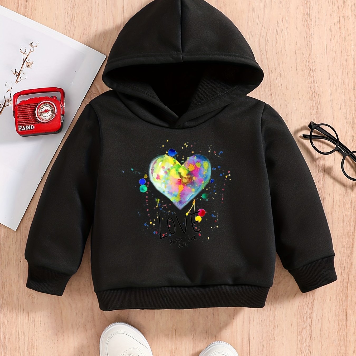 Baby Boys LOVE Heart Graphic Hoodie Spring Autumn Pullover