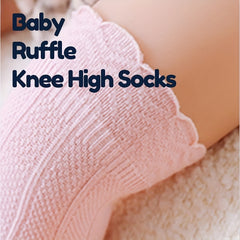 5 Pairs Girls Kids Knee High Socks Ruffle Over Knee High Socks