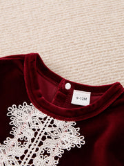 Baby Girls Lace Pleated Dress Fleece Thick Long Sleeve Dress