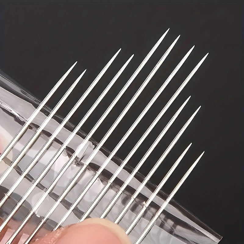 12pcs Side Entry Convenience Needles for Elderly and Blind, Silver Tail Needle
