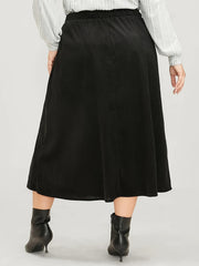 Corduroy Button Detail Maxi Skirt