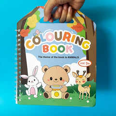 Reusable Animals Coloring Book for Kids with 6 Magic Water Based Markers