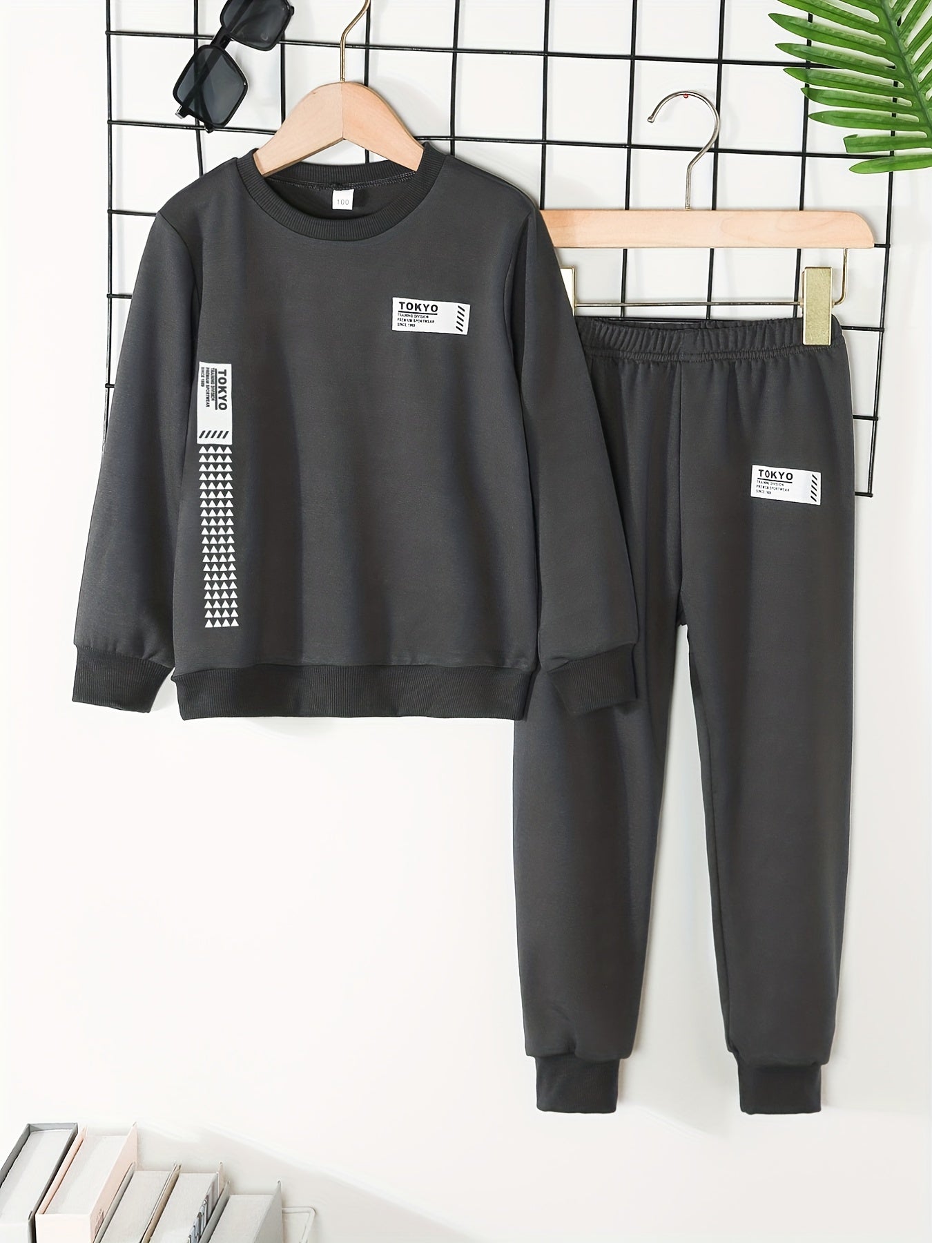 Boy's 2pcs Sweatshirt & Sweatpants Set TOKYO Print Long Sleeve Top