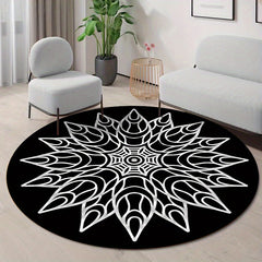 Retro Flowers Large Area Circular Carpet